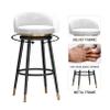 Bar Stools Swivel Counter Height Bar Stools with Black Metal Leg Velvet Upholstered Padded Island Chairs with Back for Kitchen, Pub, Coffee, Shop, White, 25.6 in view 4