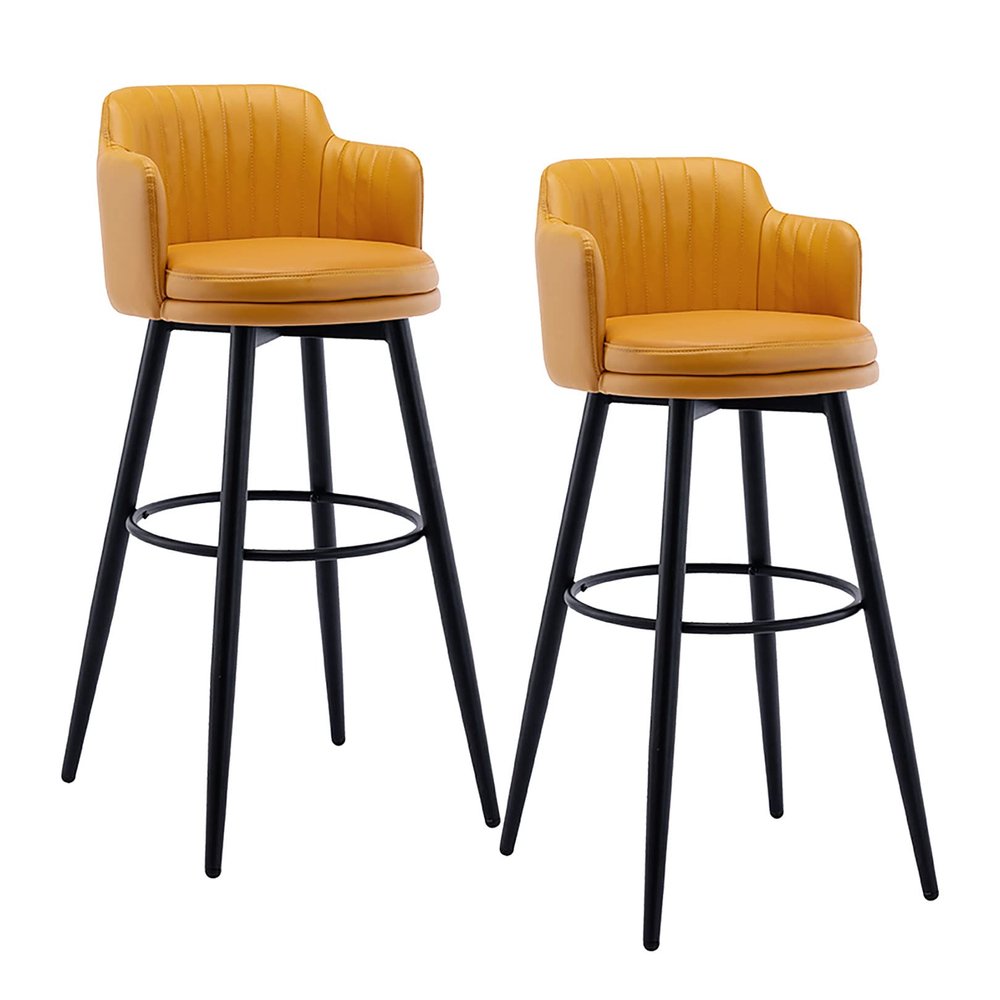 LOUFOU Bar Stools Bar Chair 360 Swivel Counter Height Stools with Back Vintage Pub Kitchen Chairs, Dining Room Furniture - 330 lbs Capacity
