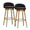 LOUFOU Counter Height Bar Stools with Backrest, Set of 2 Swivel Barstool Velvet Counter Stools with Gold-Plated Metal Legs for Kitchen Dining Room view 1