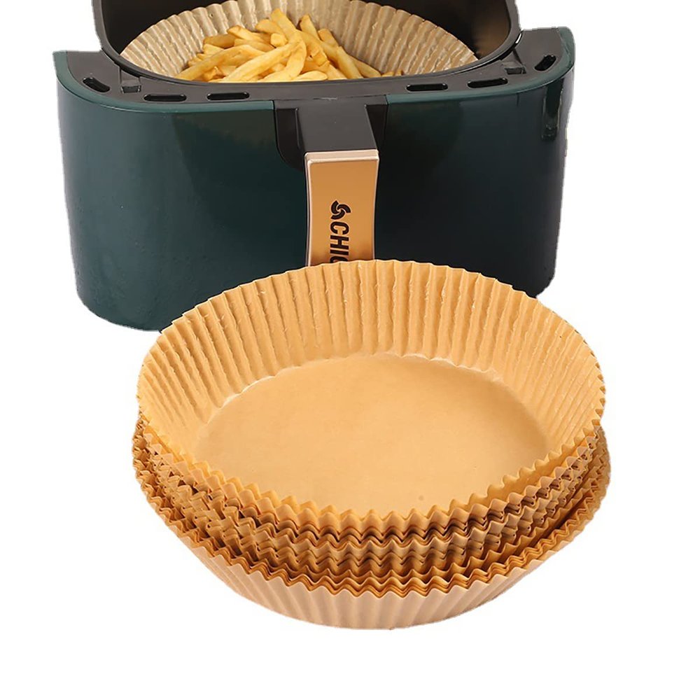 300PC Air Fryer Paper Liners Oil Absorption Non-Stick Disposable Air Fryer Liners Kitchen Paper Basket Unperforated Round Paper Air Fryer Liners for Baking Roasting Microwave [Sufficient Quantity]