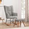 vidaXL Rocking Armchair with Stool - Light Gray Velvet Upholstered Relaxing Chair and Ottoman for Modern Home Dcor, Comfortable and Durable view 2