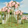 WDZCZDoo 4PCs Wedding Flower Stand Metal Floor Flower Vase Column Stand for Wedding Decor Flower Centerpiece Road Leads, Rectangular Flower Display Rack view 1