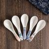 5pcs Japanese Soup Spoon Ceramics Rice Spoons Household Creative Portable Tableware Curry Spoons Short Handle Dessert Spoons view 1