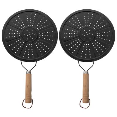 Angoily 2pcs Iron Heat Diffuser Plate Induction Adapter Plate Induction hob Pot Conduction stovetop cookware Simmer Ring with Wooden Handle for Home Kitchen Supplies