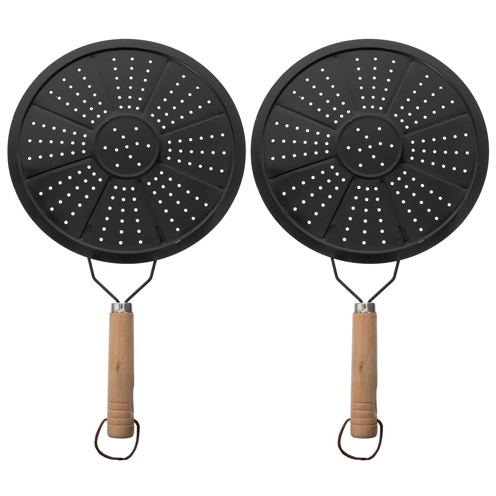 Angoily 2pcs Iron Heat Diffuser Plate Induction Adapter Plate Induction hob Pot Conduction stovetop cookware Simmer Ring with Wooden Handle for Home Kitchen Supplies