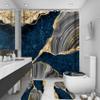 4Pcs Marble Shower Curtain Sets, Bathroom Decor Sets, Luxury Shower Curtain with 12 Hooks, Bath Mat, Toilet Lid Rug and Non-Slip U Shape Mat Accessories Marble Print, 72 x 72 Inch, Navy Blue view 1