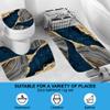 4Pcs Marble Shower Curtain Sets, Bathroom Decor Sets, Luxury Shower Curtain with 12 Hooks, Bath Mat, Toilet Lid Rug and Non-Slip U Shape Mat Accessories Marble Print, 72 x 72 Inch, Navy Blue view 3