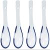 4pcs Ceramics Soup Spoon Blue Edge White Porcelain Handmade Small Spoon Simplicity Exquisite Household Tableware spoon view 1