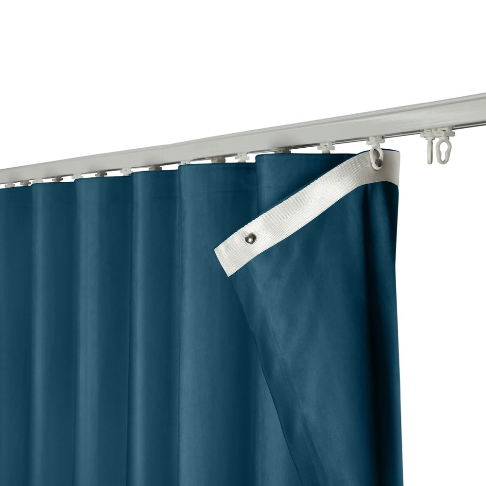 ChadMade 108Wx84L Inches Ripple Fold Drape Blackout Two Layers Velvet Curtain Room Divider, Work with Special LORA Track Set, Midnight - 1 Panel, Leon Collection