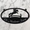 Custom Jumping Horse Metal Name Sign Personalized Metal Equestrian Rider Wall Hanging Art Stable Decor Monogram Outdoor view 1