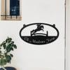 Custom Jumping Horse Metal Name Sign Personalized Metal Equestrian Rider Wall Hanging Art Stable Decor Monogram Outdoor view 2