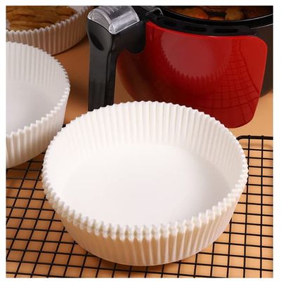 100PCS Air Fryer Paper Liners Oil Absorption Non-Stick Disposable Air Fryer Liners Kitchen Paper Basket Unperforated Round Paper Air Fryer Liners for Baking Roasting Microwave white