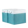 Bidtakay Storage Baskets Extra Large 17x12x15 In Teal Blue Nursery Toy Baskets Fabric Long Shelf Baskets for Organizing Set of 2 Linen Closet Bins for Shelves Decorative Blanket Basket Living Room