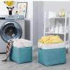 Bidtakay Storage Baskets Extra Large 17x12x15 In Teal Blue Nursery Toy Baskets Fabric Long Shelf Baskets for Organizing Set of 2 Linen Closet Bins for Shelves Decorative Blanket Basket Living Room view 2