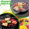 10 Pcs Round Plastic Appetizer Tray with Lid Divided Serving Tray Disposable Food Storage Trays Containers Plastic Tray Storage Snack Fruit Vegetable Trays for Party (black, 13.7 x 13.7 x 2 Inch) view 2