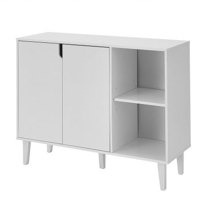 Panana Kitchen Buffet Cabinet Storage Sideboard with 2 Doors 2 Shelves, 41.8" L x 15" W x 32.5" H (White)