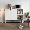 Panana Kitchen Buffet Cabinet Storage Sideboard with 2 Doors 2 Shelves, 41.8" L x 15" W x 32.5" H (White) view 2