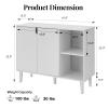 Panana Kitchen Buffet Cabinet Storage Sideboard with 2 Doors 2 Shelves, 41.8" L x 15" W x 32.5" H (White) view 3