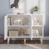 Panana Kitchen Buffet Cabinet Storage Sideboard with 2 Doors 2 Shelves, 41.8" L x 15" W x 32.5" H (White) view 4