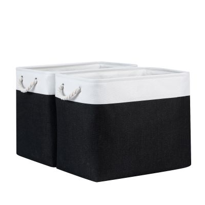 Bidtakay Baskets Extra Large Storage Bins for Clothes Set of 2 Black Baskets for Organizing Fabric Bins 17x12x15 In Tall Baskets with Handles Decorative Basket for Home Organiztion Dog Toy Baskets