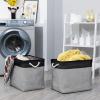 Bidtakay Storage Baskets Extra Large Baskets for Organizing Grey Rectangle Laundry Basket Linen Fabric Bins Set of 2 Clothes Baskets for Closet Shelves Hallway Bedroom Toy Organizer 17x12x15 In view 2