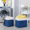 Bidtakay Large Canvas Organization Bins Set of 2 Navy Blue Rectangular Baskets 17x12x15 in for Blankets, Clothes, Towels, Dog Toys Storage view 2