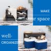 Bidtakay Large Canvas Organization Bins Set of 2 Navy Blue Rectangular Baskets 17x12x15 in for Blankets, Clothes, Towels, Dog Toys Storage view 4