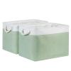 Bidtakay Baskets Fabric Closet Organizer Set of 2 Green Collapsible Storage Bins with Handles 16x12x12 in Large Decorative Tall Baskets for Shelves Nursery Baby Toys Storage Living Room Decor view 1