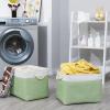 Bidtakay Baskets Fabric Closet Organizer Set of 2 Green Collapsible Storage Bins with Handles 16x12x12 in Large Decorative Tall Baskets for Shelves Nursery Baby Toys Storage Living Room Decor view 3