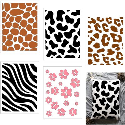 5 Pieces Animal Print Skin Stencil 8 x 6 Inches Leopard Makeup Zebra Painting Stencil Reusable Cheetah Template Plastic Cow Giraffe for Painting on Wall Face Body