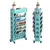 YZYL 5-Tier Ultra-thin Deskside Bookshelf Tissue Box Stationery Can Put Water Cups, Removable Bookshelf With Scroll Wheels, Can Put 30-40 Books, Clean Desk, Suitable For Study, Classroom, Library, Gre view 1