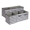 Amazon Basics Collapsible Fabric Storage Bins with Handles, Cube Organizer for Organizing, 13"x13"x13", White/Light Grey Stripe, 6-Pack view 1
