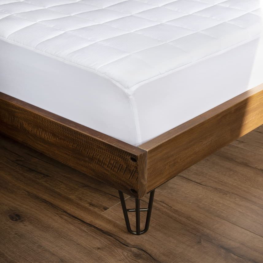 Cotton Stripe Mattress Pad for King Size Bed