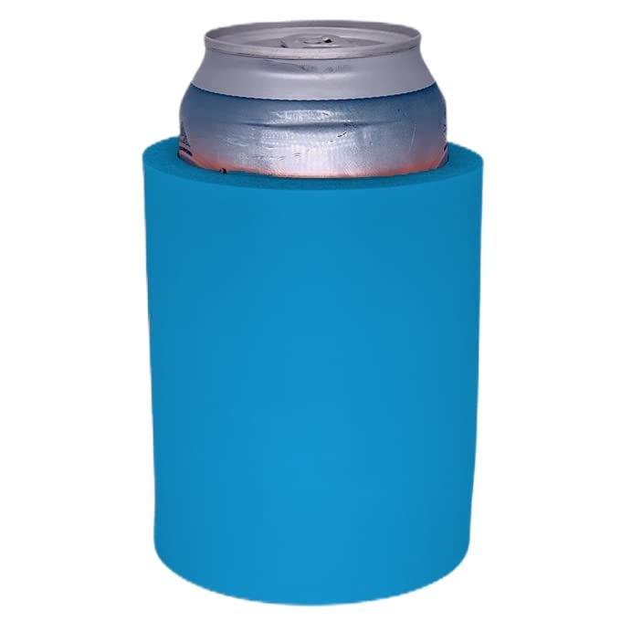 Blank Thick Foam Old School Can Cooler (Neon Blue)