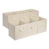 Amazon Basics Collapsible Fabric Storage Cube Bins Organizer with Handles for Organization and Organizing Solution, 13"x13"x13", Beige, 6-Pack view 1