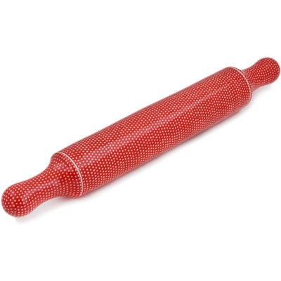 Polmedia Polish Pottery Rolling Pin UNIKAT - Red Sea Pattern Handmade in Boleslawiec Poland by Ceramika Artystyczna + Certificate of Authenticity