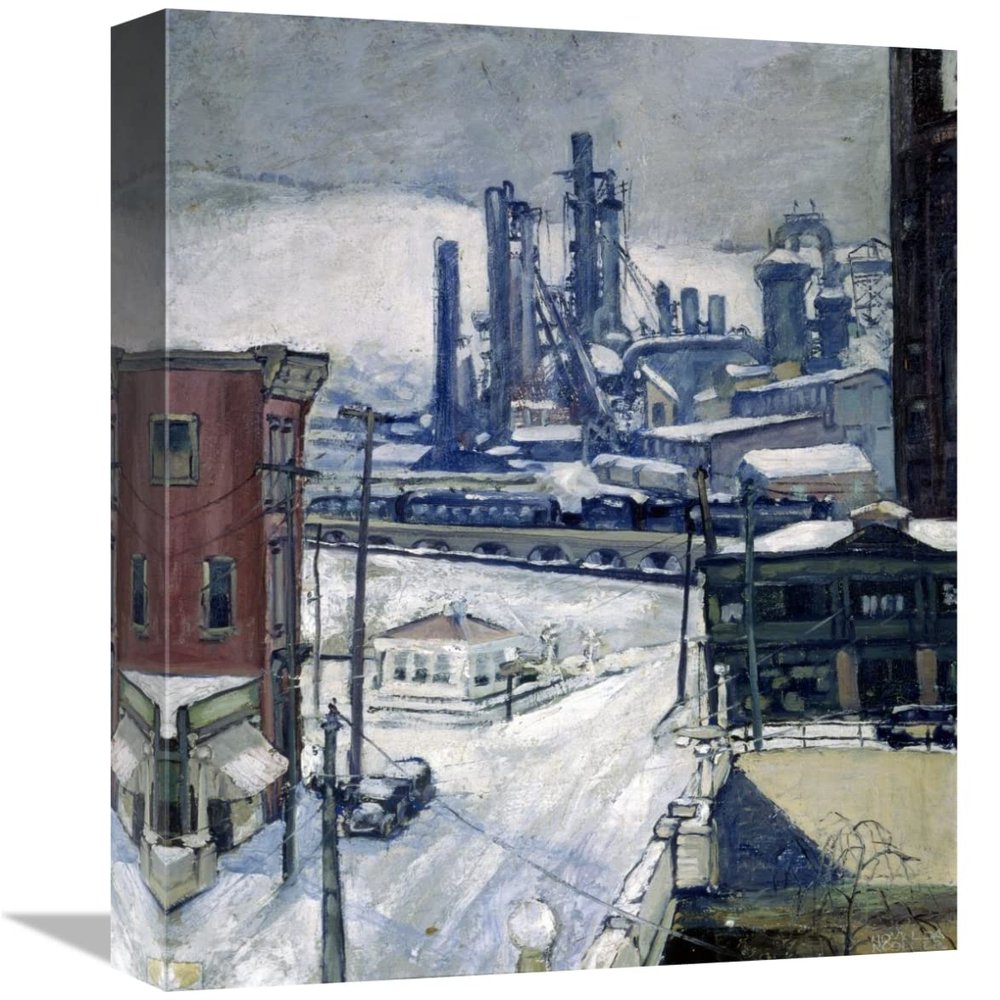 16 in. Blast Furnaces in Winter Art Print - H.J. Brennan