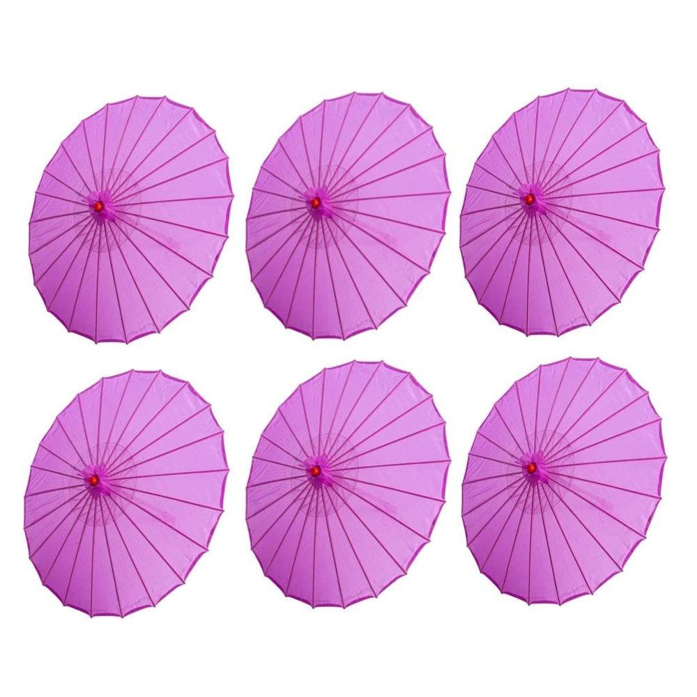 THY COLLECTIBLES Set of Six (6) 33" Japanese Chinese Umbrella Parasols for Wedding Parties, Photography, Costumes, Cosplay, Decoration and Other Events (Purple)