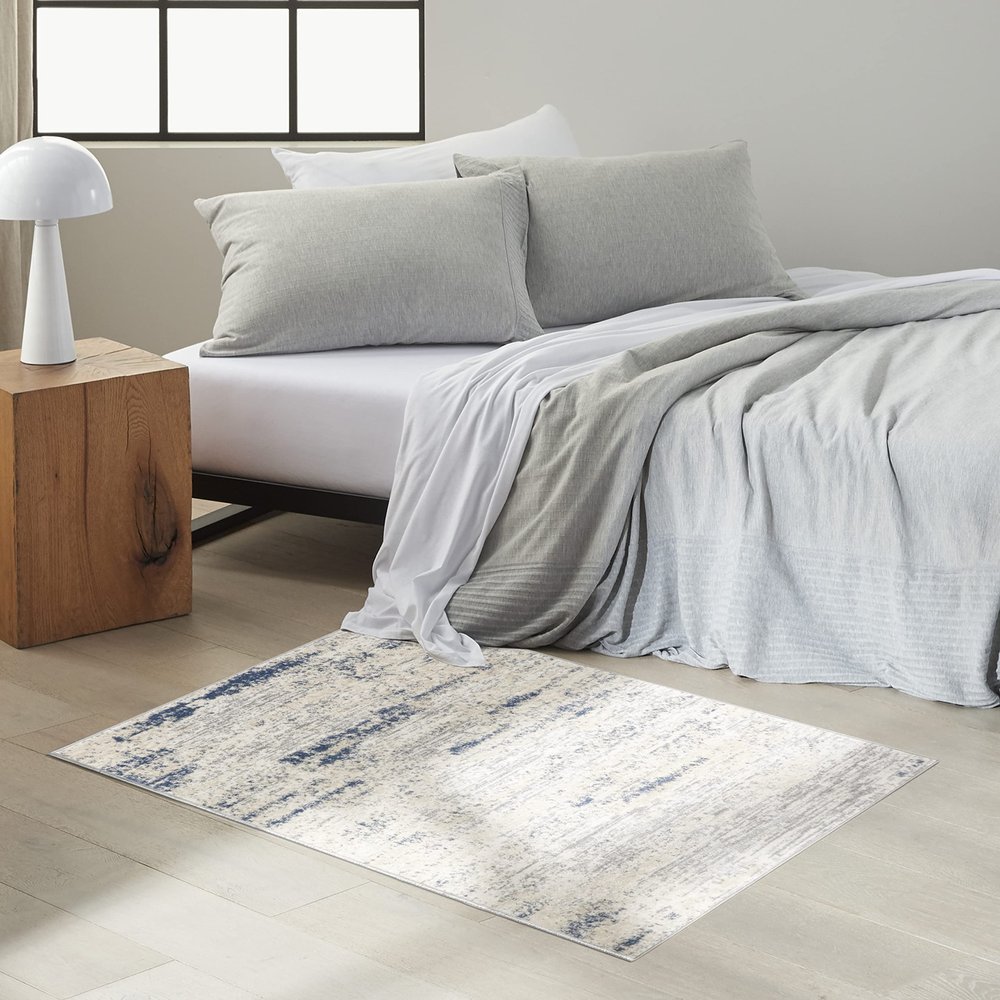 Calvin Klein River Flow Grey 3'2" x 5' Area Rug, Contemporary, Abstract, Easy Cleaning, Non Shedding, Bed Room, Living Room, Dining Room, Kitchen (3' x 5')