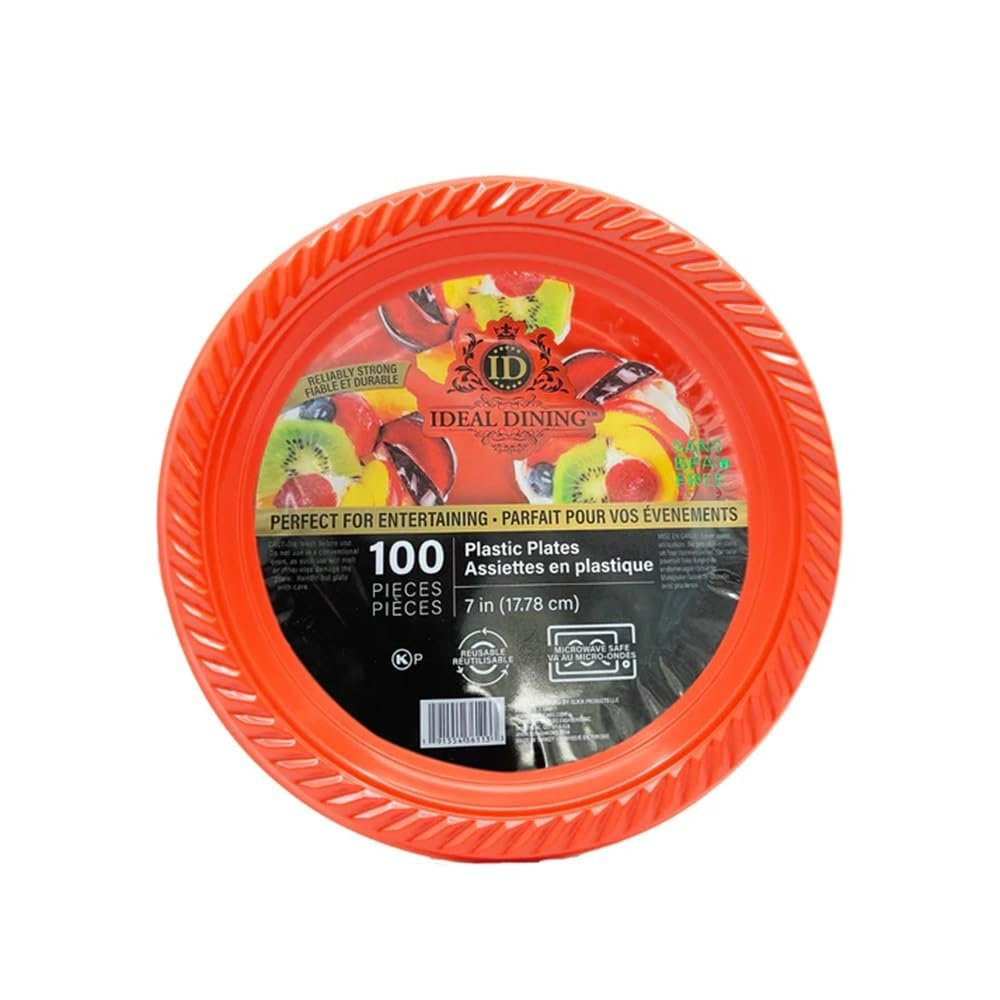 Nicole Fantani's Serving 7" Disposable Red Salad Plastic Plates Good to use in Microwave, Bulk Stock for Resturant, Hotel, Deli & Elegant Parties: 1000 Count