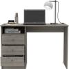 DEPOT E-SHOP Nemocon 3 Drawer Computer Desk - Modern Office Desk with Storage Shelf - Light Gray, Gray Oak, Black view 1
