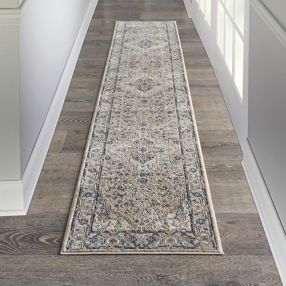 Nourison Home Concerto Beige/Grey 2'2" x 12' Area Rug, Transitional, Bed Room, Living Room, Dining Room, Kitchen, Easy Cleaning, Non Shedding, (12' Runner)