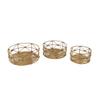 Set of 3 Metal and Rattan Nesting Round Basket Trays view 2
