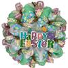 Happy Easter Glittering Pastel Wreath Handmade Deco Mesh. Available in 24 inch and 28 inch diameters view 1