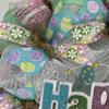 Happy Easter Glittering Pastel Wreath Handmade Deco Mesh. Available in 24 inch and 28 inch diameters view 3