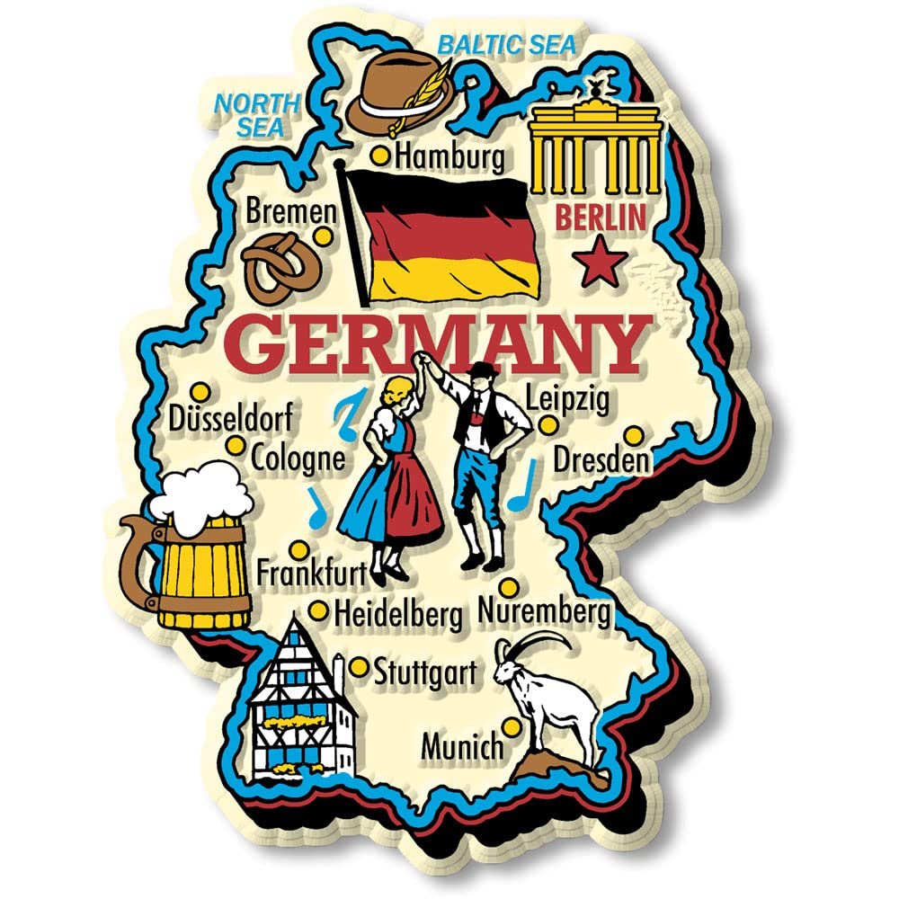 Germany Jumbo Country Map Magnet by Classic Magnets, 3D Rubber Vintage-Style Collectible Souvenirs and Gifts Made in the USA