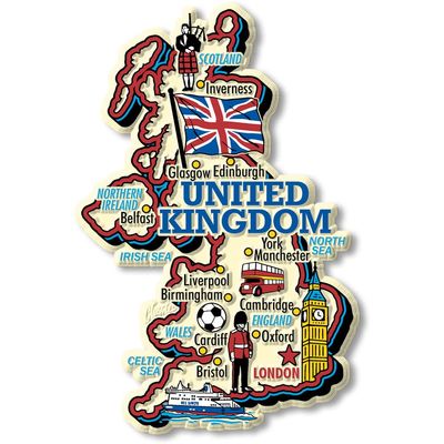 United Kingdom Jumbo Country Map Magnet by Classic Magnets, 3D Rubber Vintage-Style Collectible Souvenirs and Gifts Made in the USA