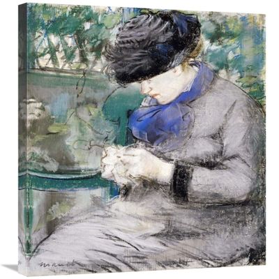 30 in. Girl Sitting in The Garden Knitting, 1879 Art Print - Edouard Manet