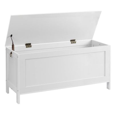 HOOBRO Toy Box, Retro Wooden Look Storage Chest with Safety Hinge, Entryway Storage Bench Supports 220 lb, 39.4 x 15.7 x 18.9 Inches Toy Chest Organizer, Easy Assembly (White)