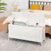 HOOBRO Toy Box, Retro Wooden Look Storage Chest with Safety Hinge, Entryway Storage Bench Supports 220 lb, 39.4 x 15.7 x 18.9 Inches Toy Chest Organizer, Easy Assembly (White) view 3